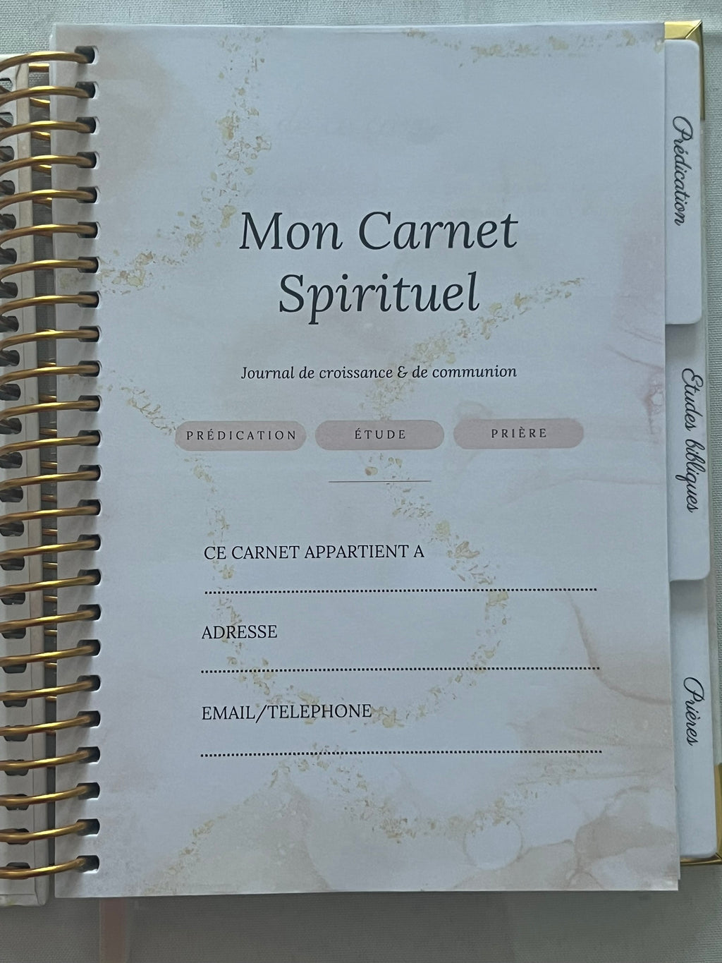 Carnet Spirituel 3-en-1 : Prédication · Étude Biblique · Prière