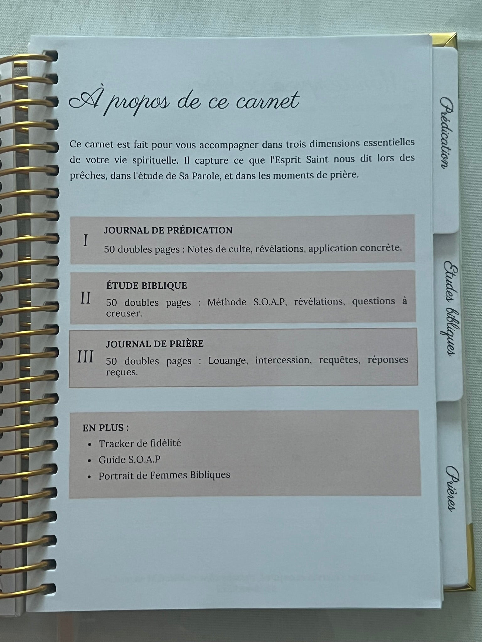 Carnet Spirituel 3-en-1 : Prédication · Étude Biblique · Prière