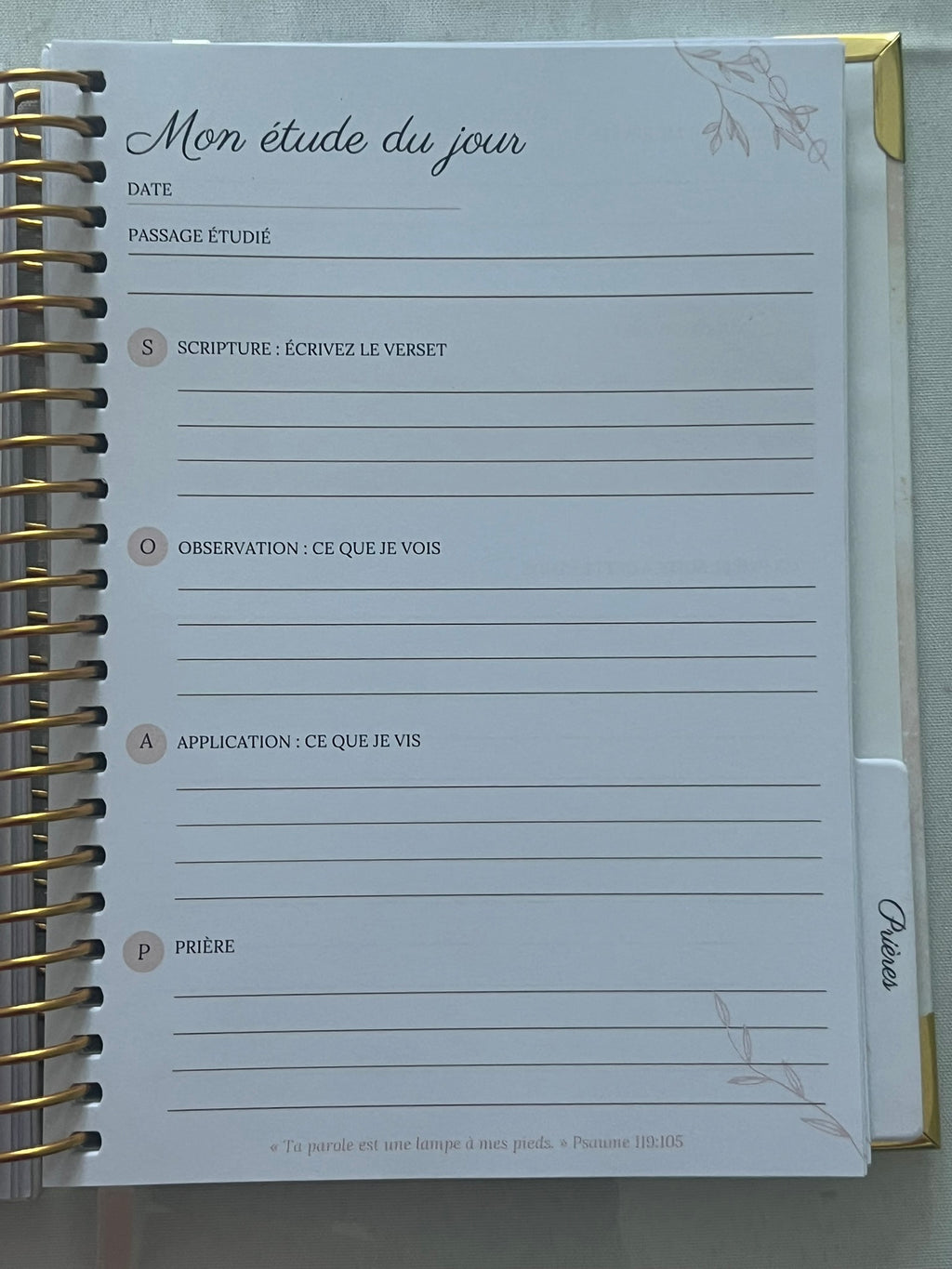Carnet Spirituel 3-en-1 : Prédication · Étude Biblique · Prière