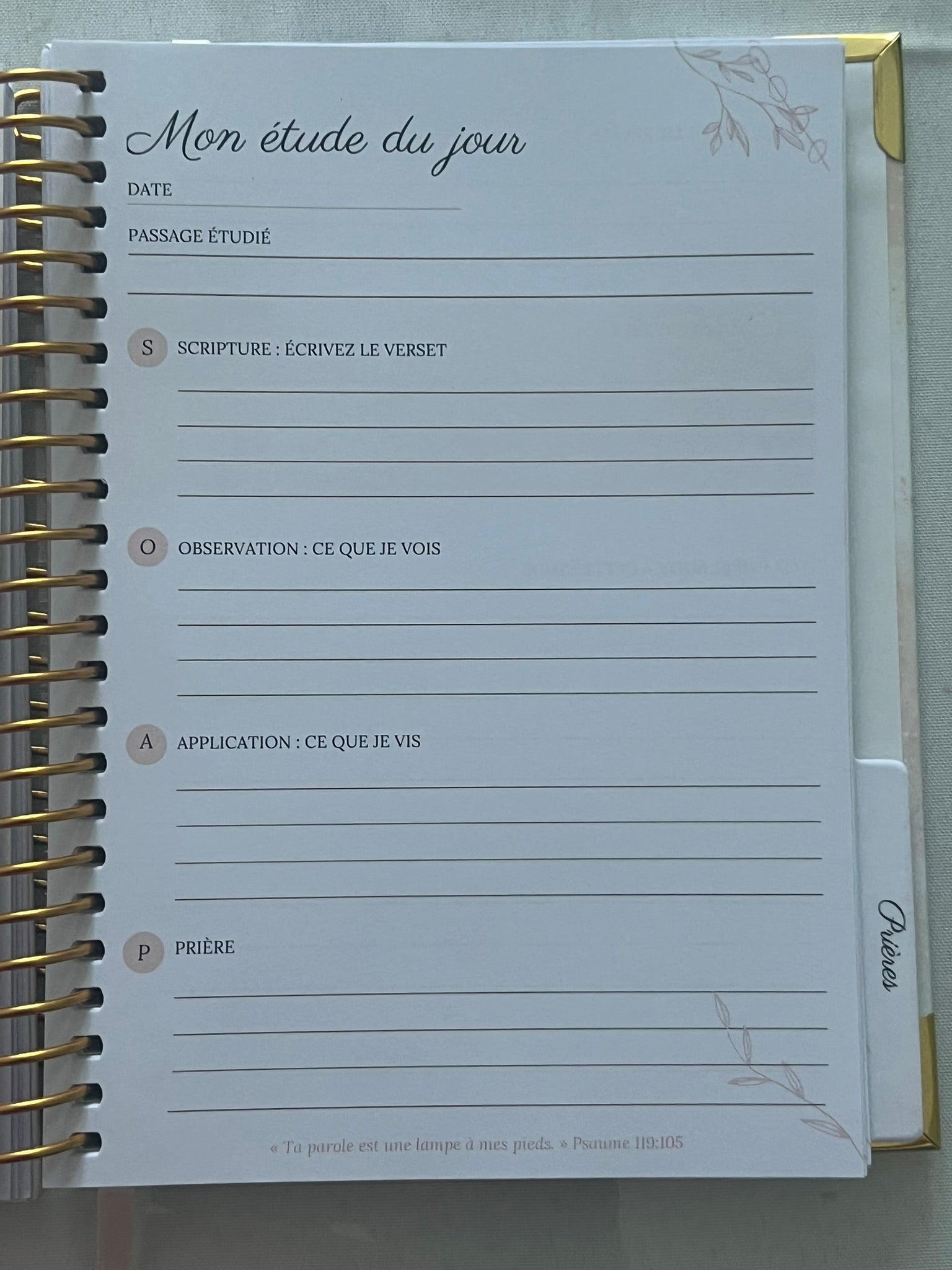 Carnet Spirituel 3-en-1 : Prédication · Étude Biblique · Prière